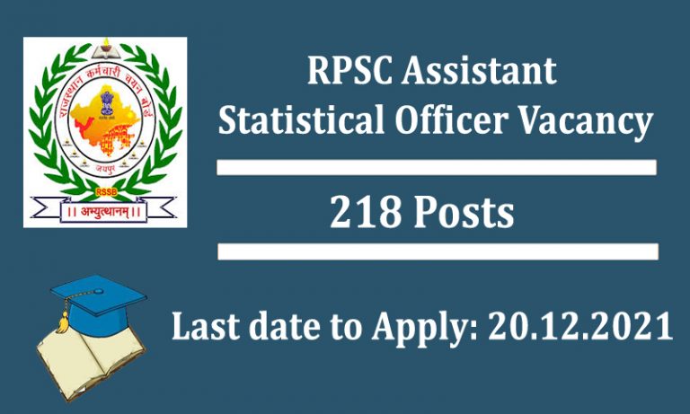 RPSC Assistant Statistical Officer 2021